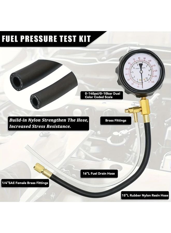 Fuel Pressure Gauge 0 140 PSI Injector Pump Pressure Testing Device Kit Automotive Tool - Image 3